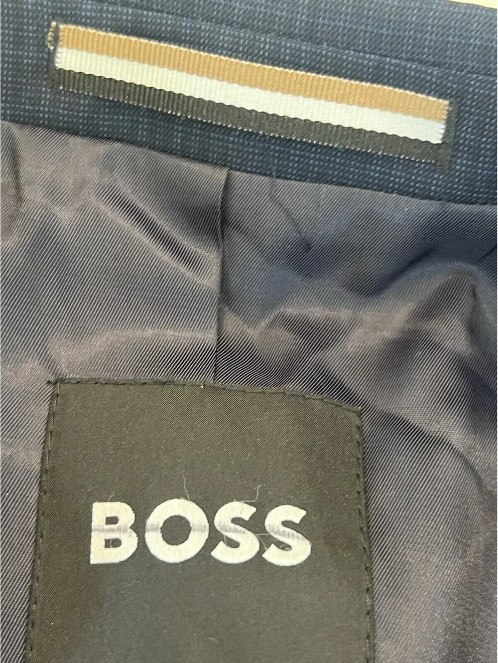 $595 Hugo Boss Men’s Virgin Wool Suit Jacket Dark Blue Slim Fit Size 38S